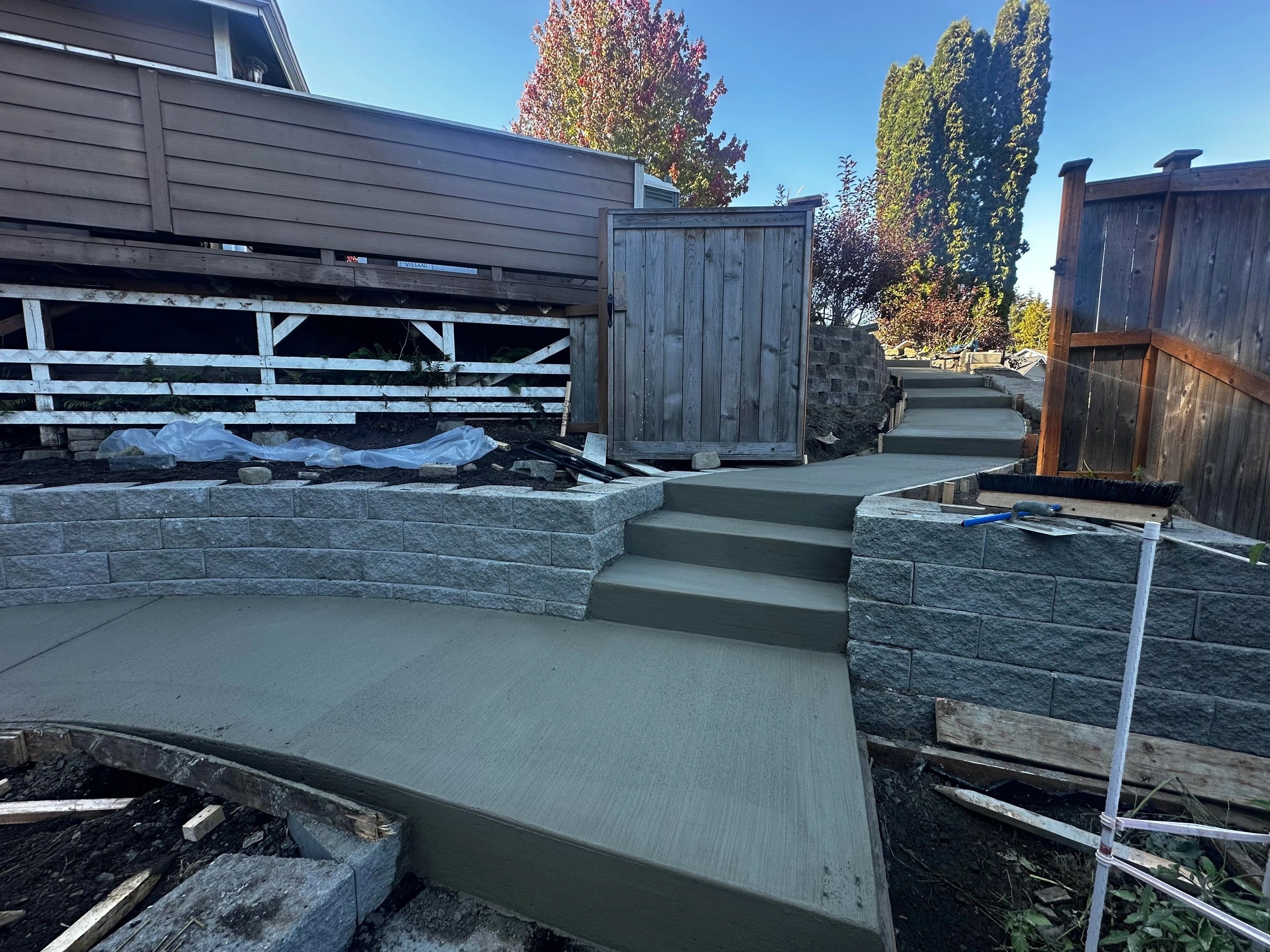 Concrete driveway and walkway installation